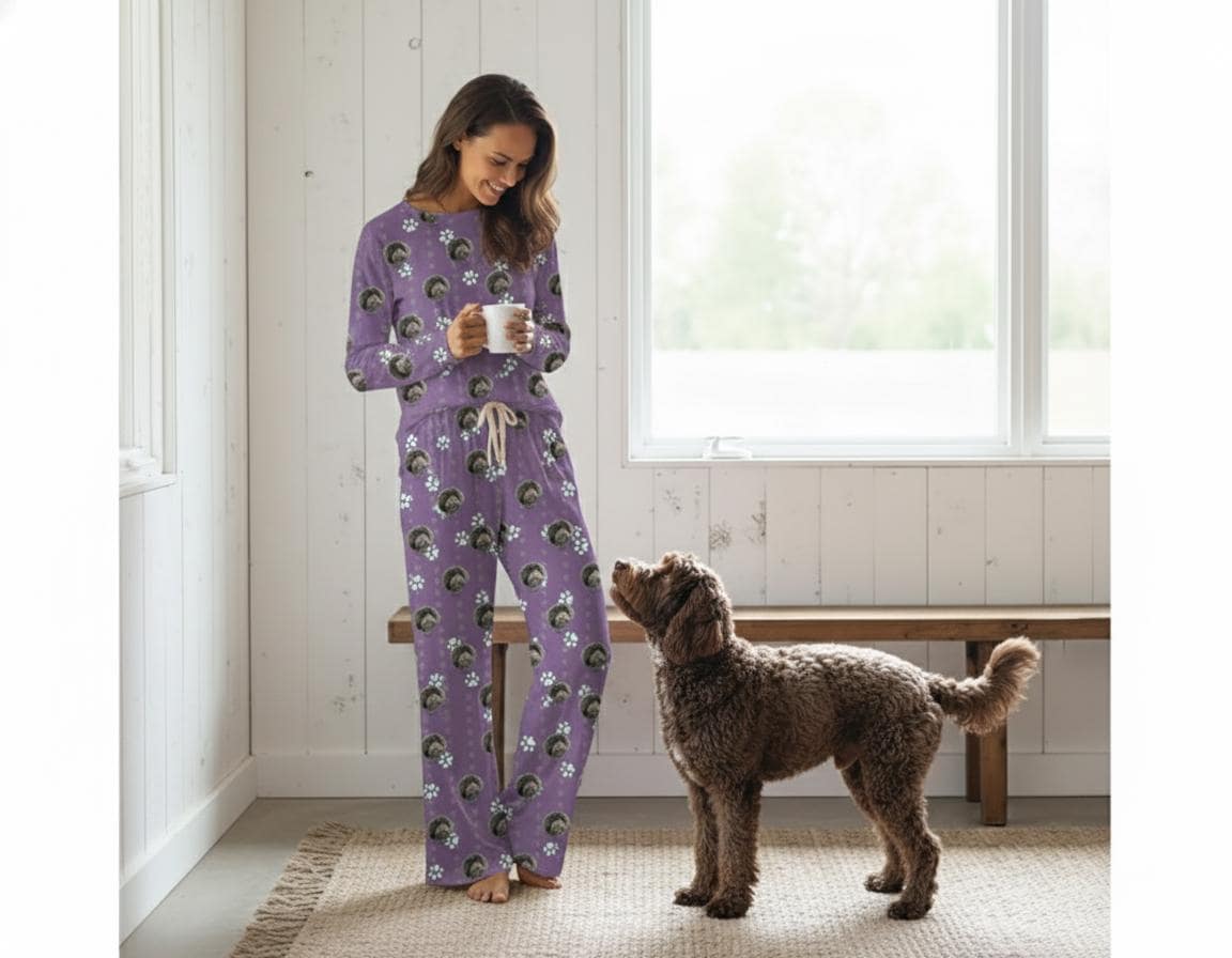 Custom Paw Deaign Pet Portrait Pajama Pants: Personalized Dog or Cat Photo