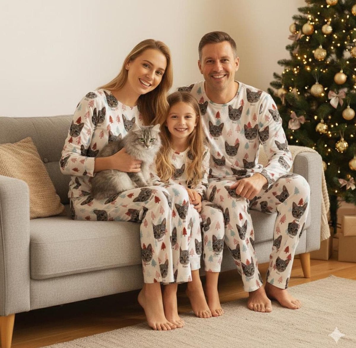 Custom Christmas Design Pet Portrait Pajamas: Personalized Dog/Cat Photo Lounge Pet Lover