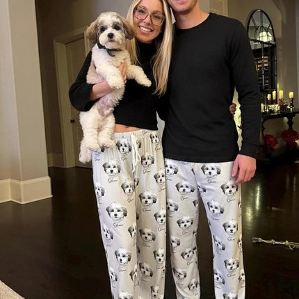 Personalized Pet Photo Pajama, Custom Dog & Cat Portrait PJs, Family Matching Loungewear