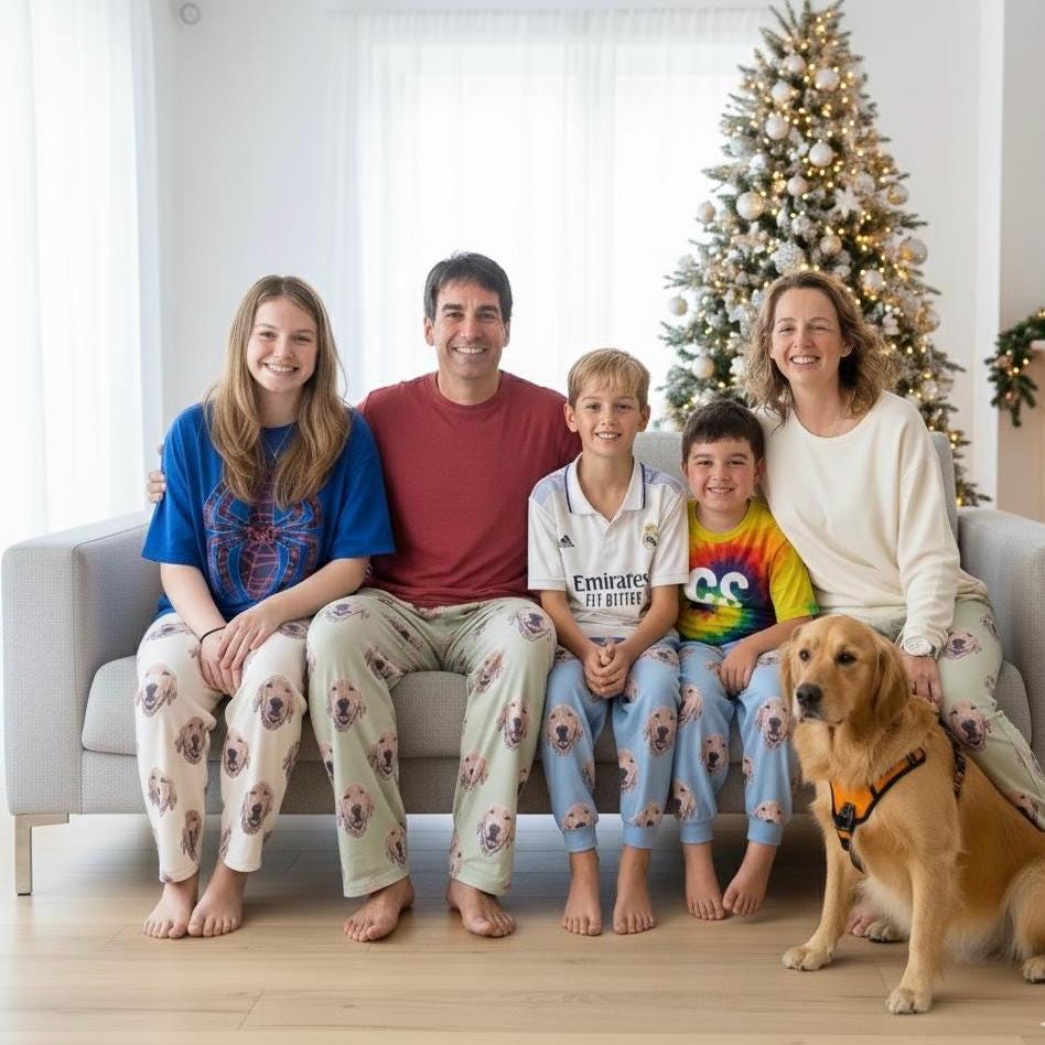 Personalized Pet Photo Pajama, Custom Dog & Cat Portrait PJs, Family Matching Loungewear