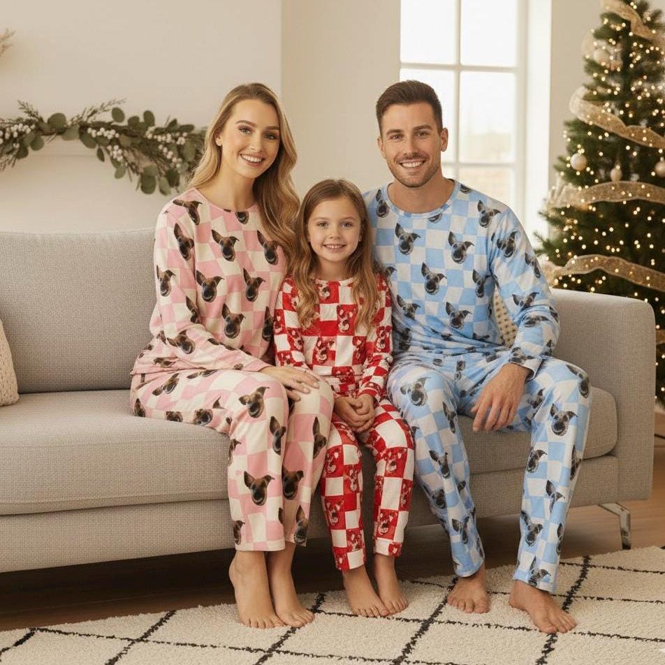 Personalized Pet Photo Pajama, Custom Dog & Cat Portrait PJs, Family Matching Loungewear