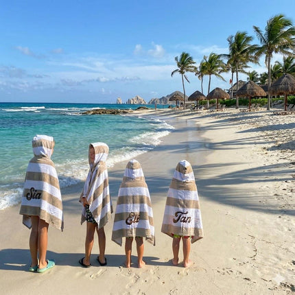 Personalized Kids Hooded Towel: Retro Vans Checkerboard, Custom Name