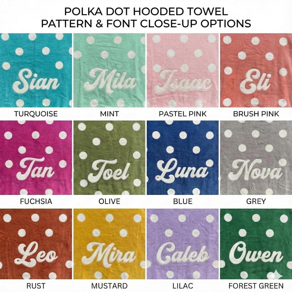 Personalized Kids Hooded Polka Dot Towel Custom Bath Poncho