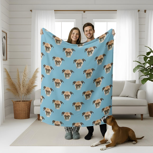 Custom Pet Photo Blanket: Personalized Dog Portrait, Soft Flannel
