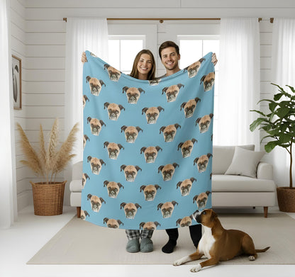 Custom Pet Photo Blanket: Personalized Dog Portrait, Soft Flannel
