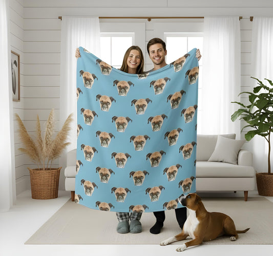 Custom Pet Photo Blanket: Personalized Dog Portrait, Soft Flannel