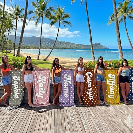 Personalized Kids Hooded Towel with Name | Custom Polka Dot Beach Towel for Toddlers & Kids | Easter Basket Filler Gift | Kids Bath Poncho