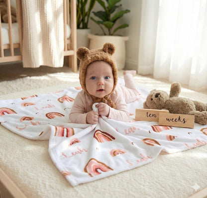 Rainbow Name Personalized Minky Blanket: Plush Fleece Gift