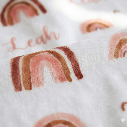 Rainbow Name Personalized Minky Blanket: Plush Fleece Gift