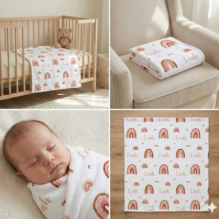 Rainbow Name Personalized Minky Blanket: Plush Fleece Gift