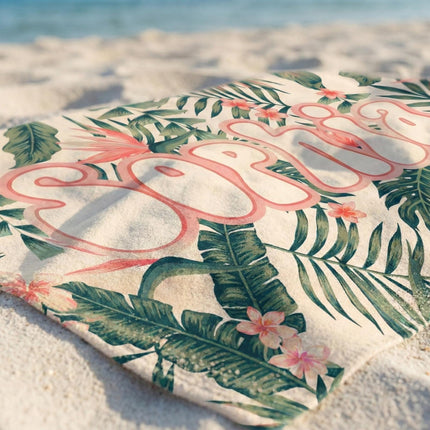 Tropical trend pattern Personalized Beach Towel Personalized Name Bath Towel Custom Pool Towel Beach Towel With Name Birthday Vacation Gift