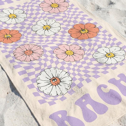 Personalized Retro Beach Towel: Custom Name, Vibrant Colors