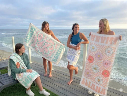 Personalized Retro Beach Towel: Custom Name, Vibrant Colors