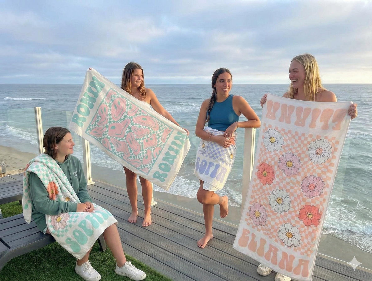 Personalized Smile Face Beach Towel: Custom Name Pool Towel