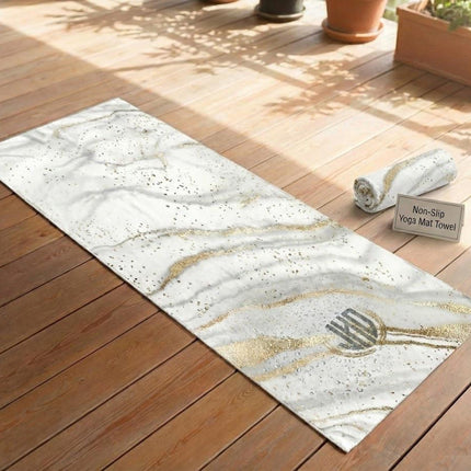 Personalized Marble Yoga Mat Towel: Large Cotton Blend, Custom Name