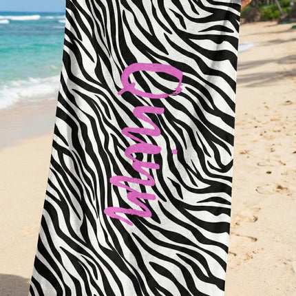 Personalized Leopard Print Beach Towel: Custom Name Pool Towel