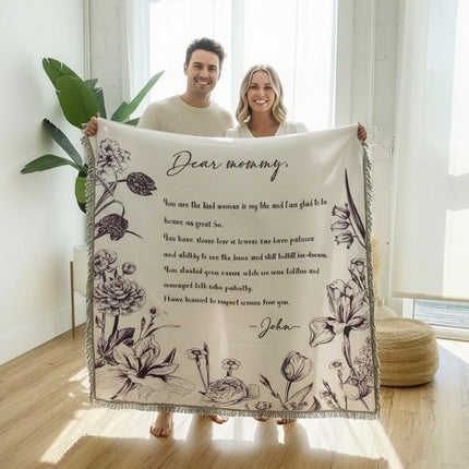 Personalized Photo Woven Throw Blanket: Custom Letter Gift