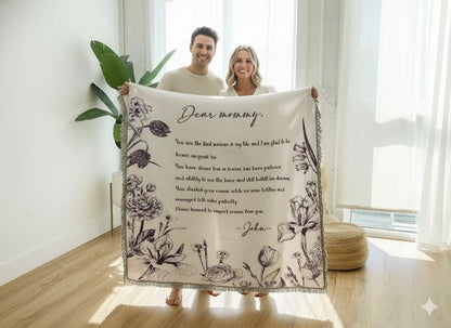 Personalized Photo Woven Throw Blanket: Custom Letter Gift