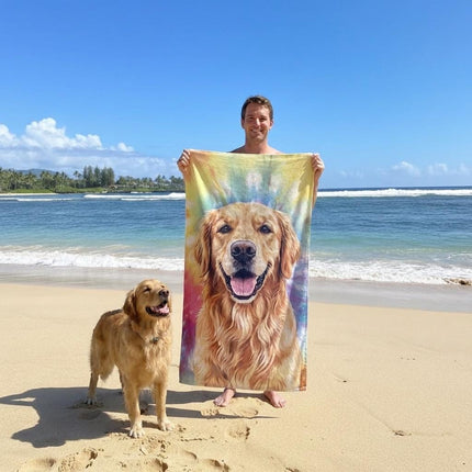 Custom Pet Portrait Beach Towel: Personalized Dog Photo Gift