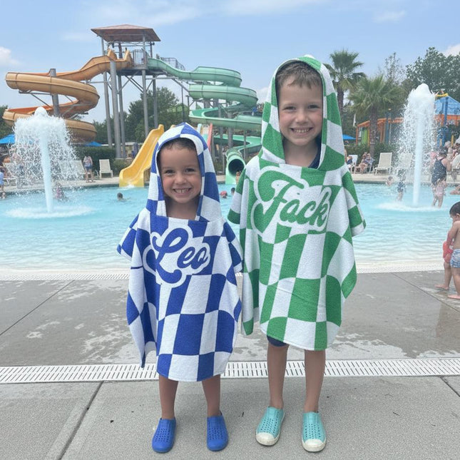 Personalized Checkerboard Beach Towel: Retro Style Custom Name Gift