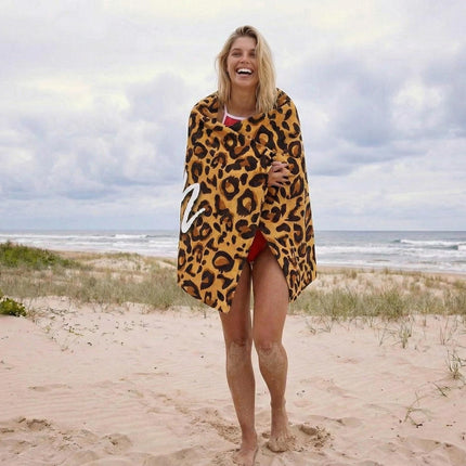 Personalized Leopard Print Beach Towel: Custom Name Pool Towel