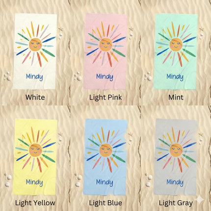Personalized Beach Towel: Hello Sunshine Custom Name Bath Towel, Easter basket