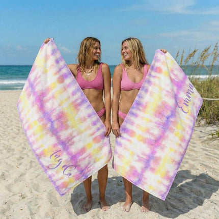 Personalized Tie Dye Beach Towel: Custom Name Pool Towel