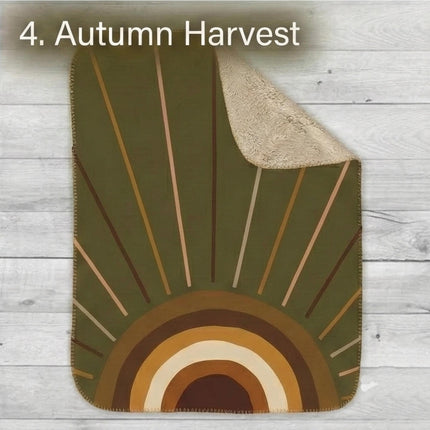 Boho Rainbow Sun Rays Minky Blanket, Geometric Solar Design