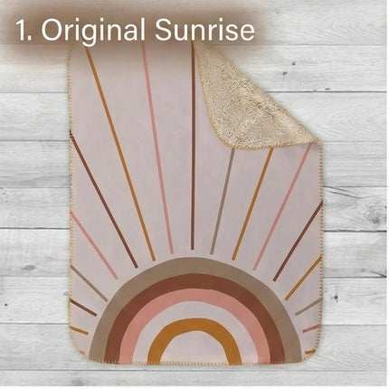 Boho Rainbow Sun Rays Minky Blanket, Geometric Solar Design
