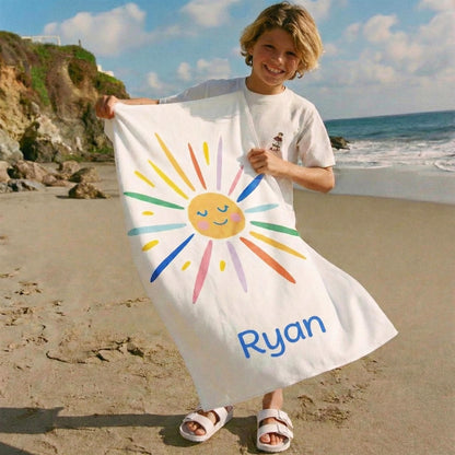 Personalized Hello Sunshine Beach Towel: Custom Name, Vibrant Colors