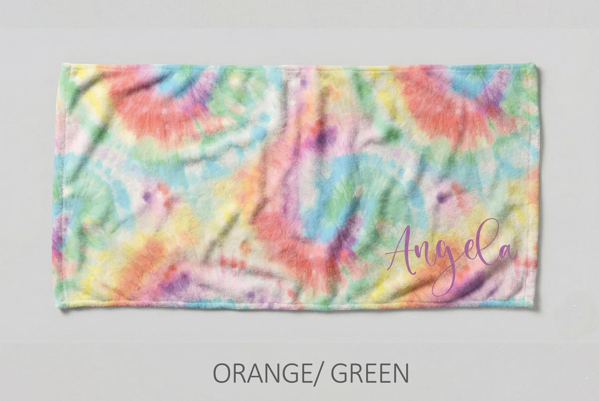Personalized Tie Dye Beach Towel: Custom Name Pool Towel
