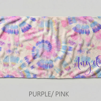 Personalized Tie Dye Beach Towel: Custom Name Pool Towel