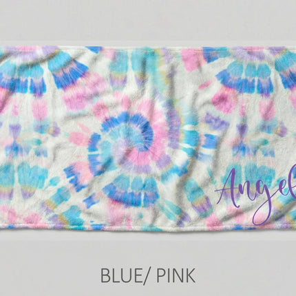 Personalized Tie Dye Beach Towel: Custom Name Pool Towel