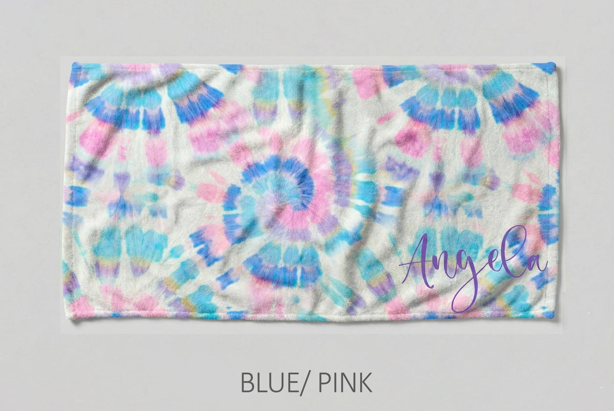 Personalized Tie Dye Beach Towel: Custom Name Pool Towel