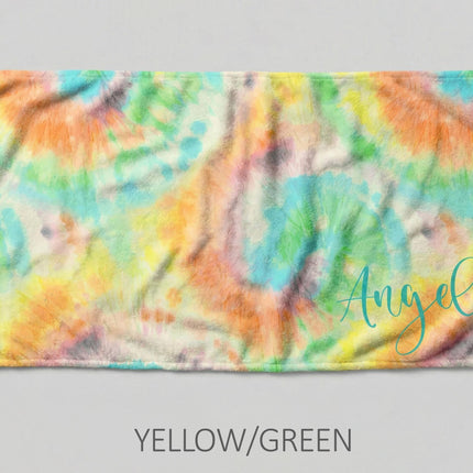 Personalized Tie Dye Beach Towel: Custom Name Pool Towel
