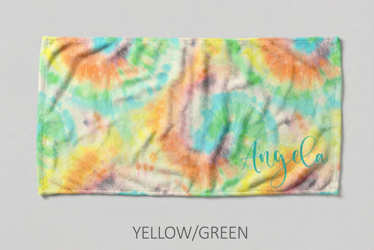 Personalized Tie Dye Beach Towel: Custom Name Pool Towel