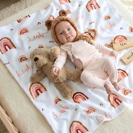 Rainbow Name Personalized Minky Blanket: Plush Fleece Gift