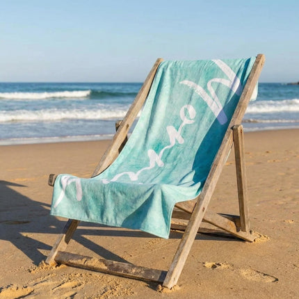 Personalized Watercolor Beach Towel: Custom Name Script - 30x60