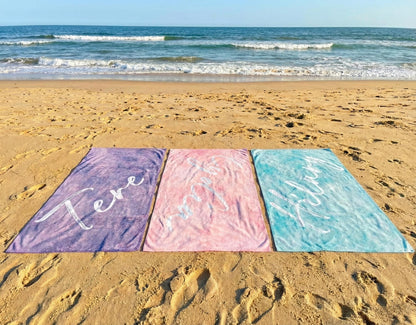 Personalized Watercolor Beach Towel: Custom Name Script - 30x60