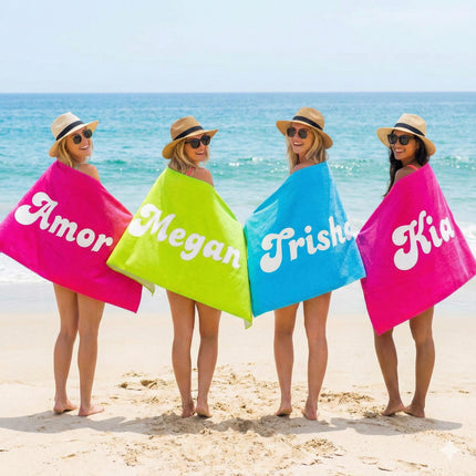 Bold Font Style Personalized Beach Towel Personalized Name Bath Towel Custom Pool Towel Beach Towel With Name Outside Birthday Vacation Gift