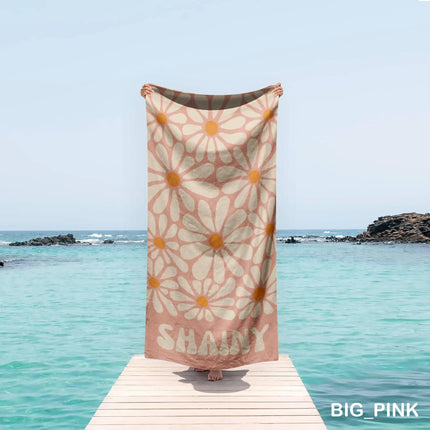 Personalized Daisy Beach Towel: 70s Boho Custom Name Gift