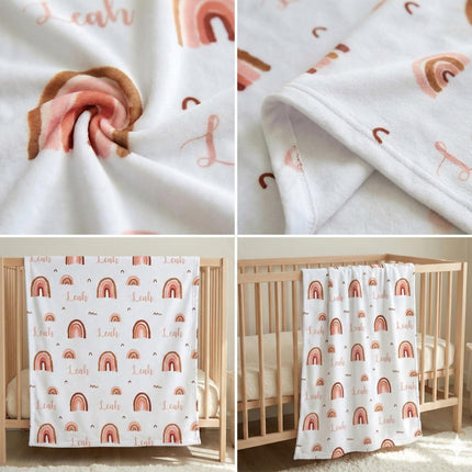 Rainbow Name Personalized Minky Blanket: Plush Fleece Gift