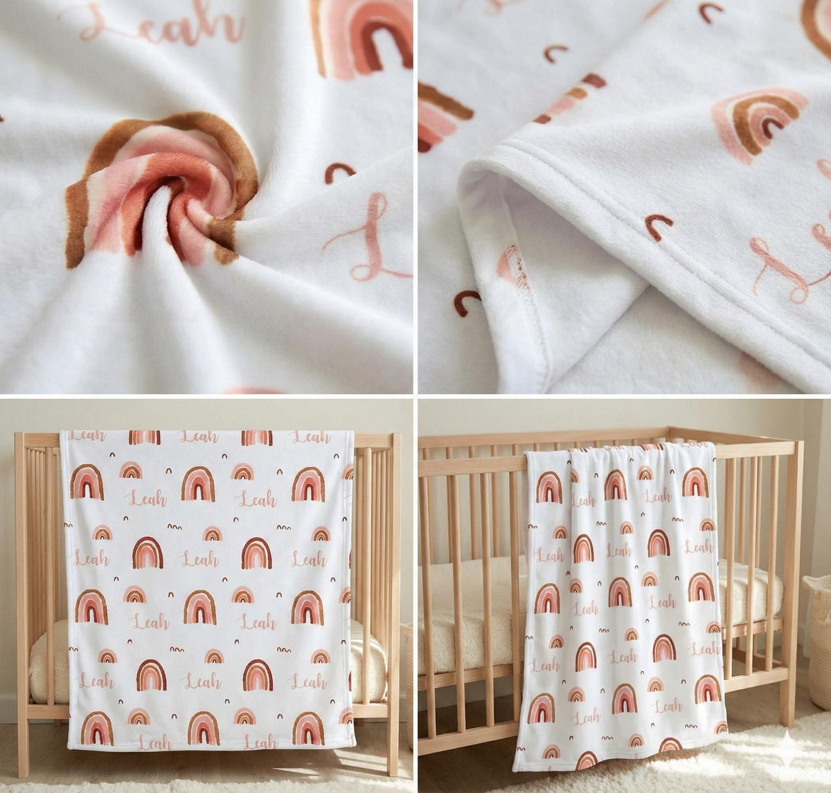 Rainbow Name Personalized Minky Blanket: Plush Fleece Gift