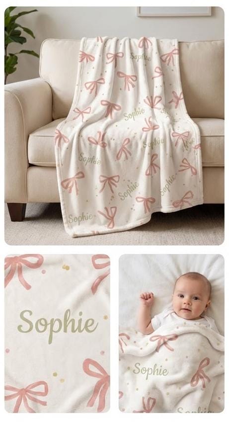 Personalized Strawberry Kids Blanket: Plush Minky or Sherpa, Birthday Gift