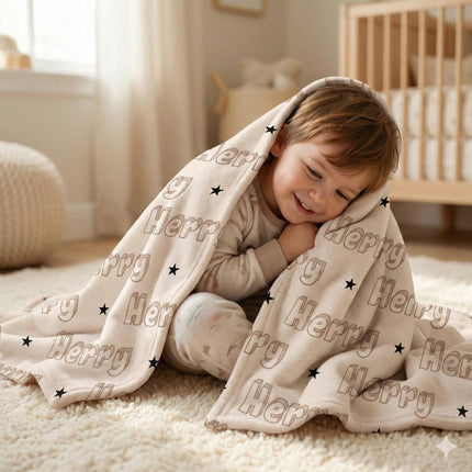 Personalized Kids Blanket: Plush Minky or Sherpa, Lightning Bolt Design