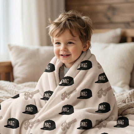 Personalized Kids Blanket: Plush Minky or Sherpa, Lightning Bolt Design