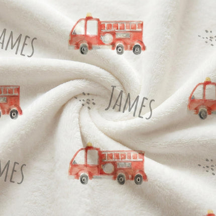 Personalized Fire Truck Blanket: Minky or Sherpa Baby Blanket