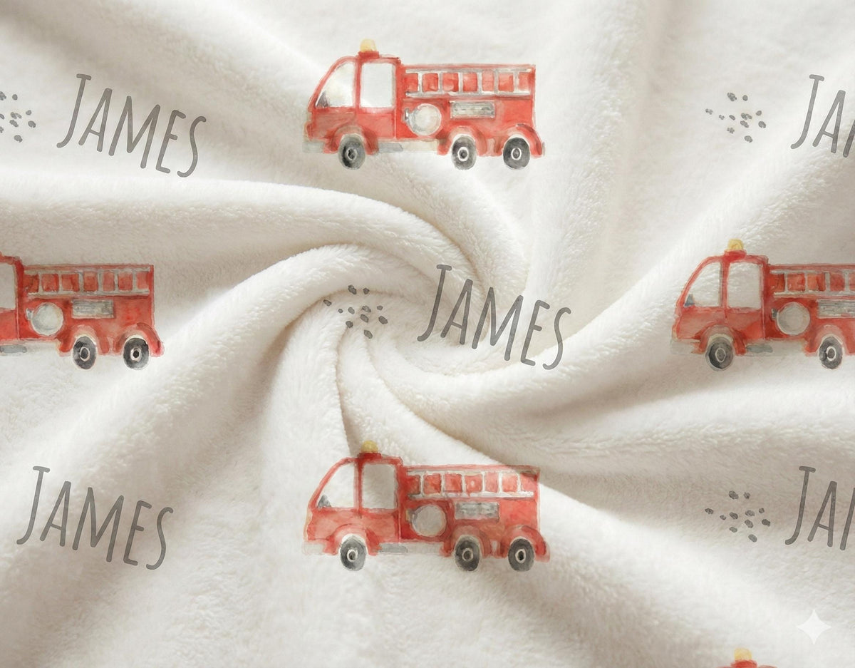 Personalized Fire Truck Blanket: Minky or Sherpa Baby Blanket