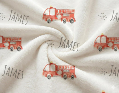 Personalized Fire Truck Blanket: Minky or Sherpa Baby Blanket
