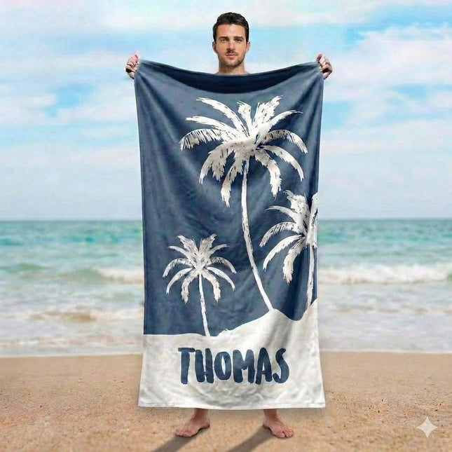 New Palm Tree beach towel Personalized Beach Towel Personalized Name Bath Towel Custom Towel Beach Towel With Name Birthday Vacation Gift